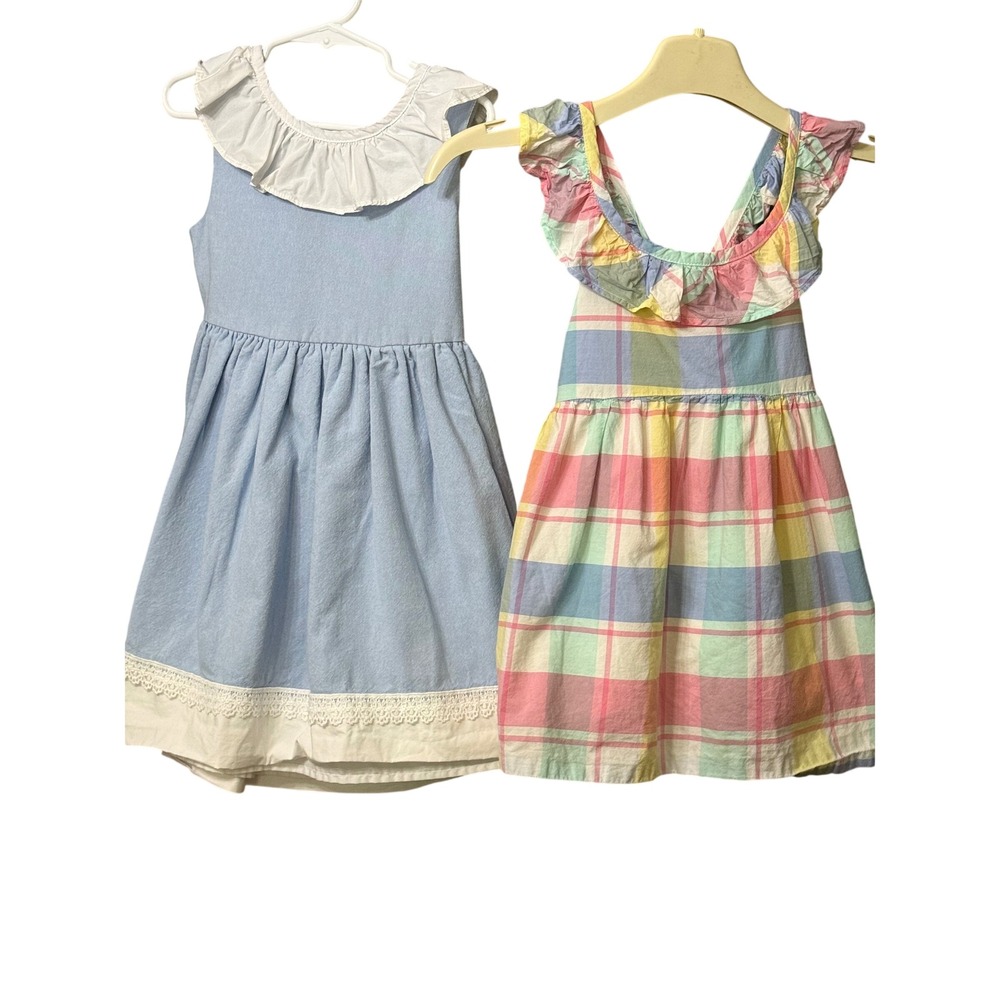 Catherine Malandrino & Tommy Bahama Girls Dress Bundle Size 5 Blue Plaid Ruffle